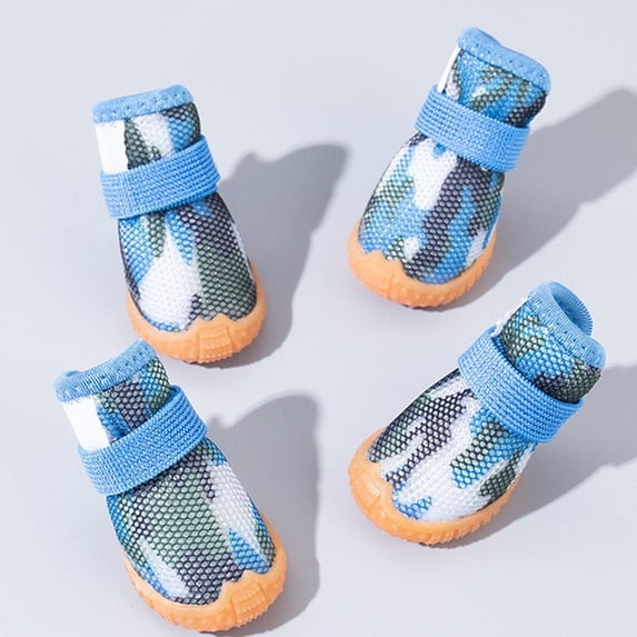 Gytml Breathable Mesh Dog Shoes With Elastic Strap, Soft Comfortable Non- Paw Protectors For Small Medium Large Dogs Cats Outdoor Walking Blue3-17.5x11.5x4cm