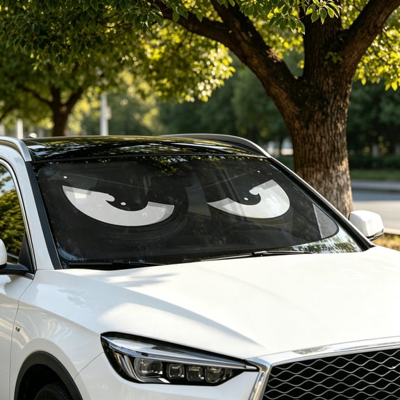 Gytml Car Windshield Sun Shade, Foldable Accordion Sunshade for Front Window, Sun Blocker and Dashboard Protector for Truck SUV Sedan Van(Black2-57.1"x69.5")