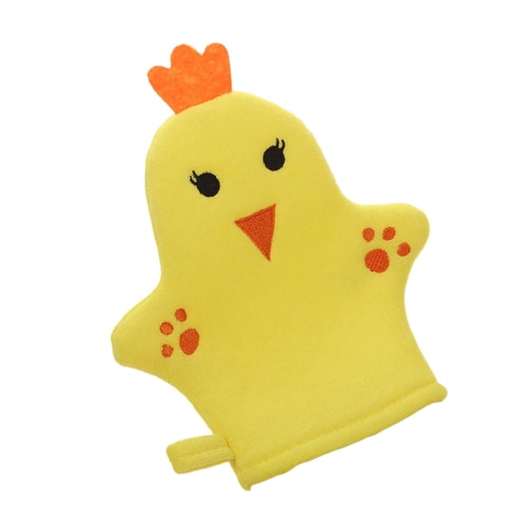 Gytml Cartoon Animal Exfoliating Bath Mitt Soft Terry Cloth Shower Scrub Glove With Hanging Loop Cute Wash Exfoliating Bath Glove For Daily Shower Cleansing(Yellow-7.87"X6.3")