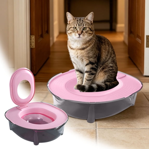Gytml Cat Toilet Training Kit, Step-By-Step Litter Box Transition System, Durable Reusable Trainer For Indoor Cats Toilet Training(Pink-40X36.5X12.5cm)