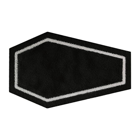 Gytml Coffin Shaped Bath Mat, Gothic Non- Bathroom Rug With White Border For Halloween Decor(Black-40X100cm)