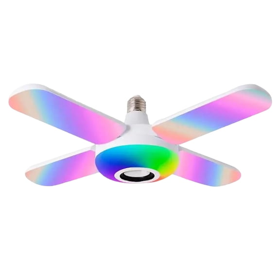 Gytml Color Changing Ceiling Fan Light Bulb With Bluetooth Speaker, Voice & Remote Control, E27/B22 Base, Party Light For Indoor Festivals(White1-3 Blade)