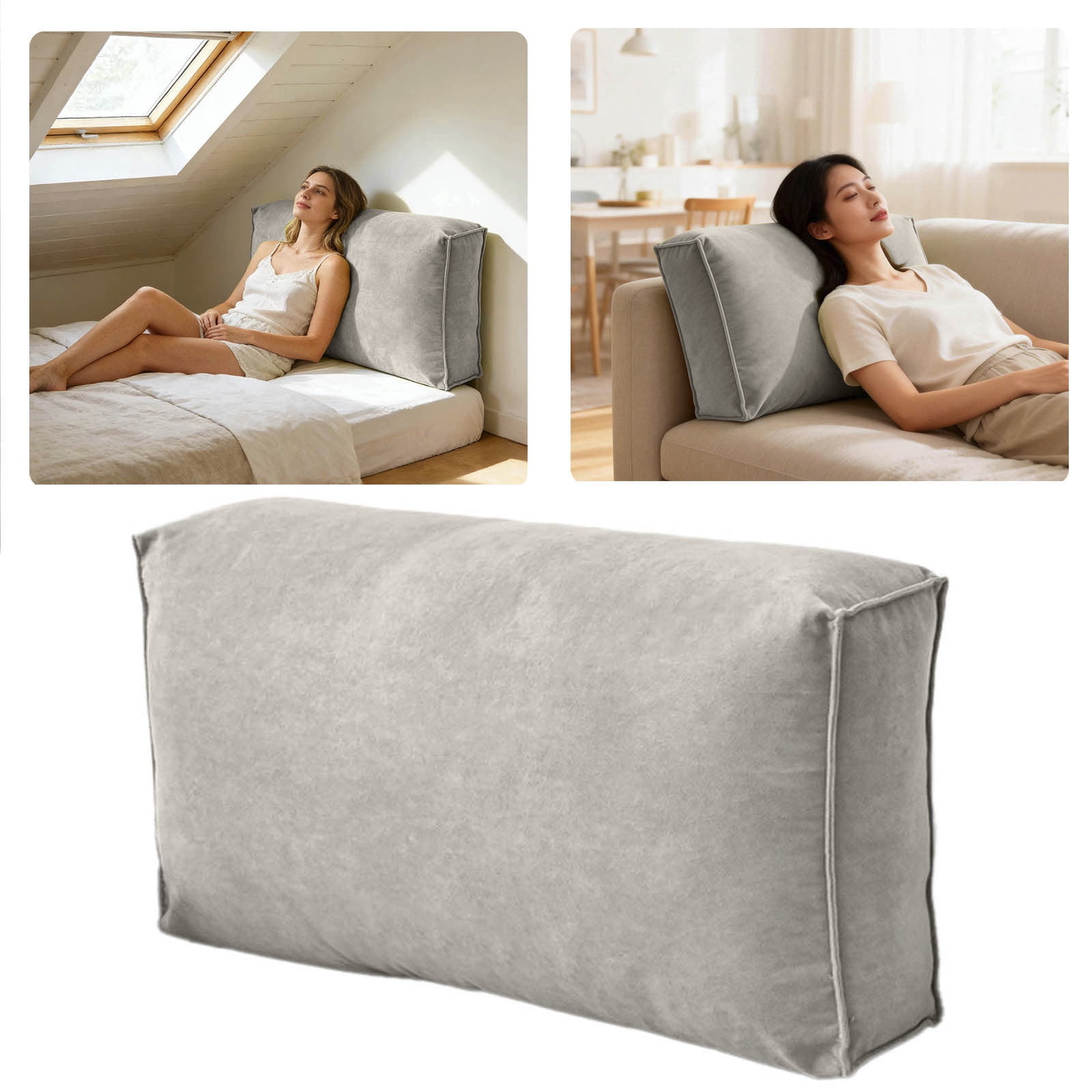 Gytml Couch Back Cushion, Pure Color Sofa Back Support With Removable Velvet Cover, Comfortable Machine Washable Large Lumbar Support Pillow For Sofa Bedside Window C-80x45x12cm