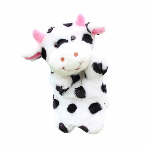 Gytml Cow Print Hand Puppet, Plush Stuffed Animal Puppet, Soft Hand Puppet For Storytelling, Role Play & Themed Party Activities(White-26X15Cm)