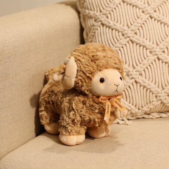 Gytml Curly Sheep Doll, Stuffed Animals Sheep Plush Toys 9.06 Inches Sheep Stuffed Animal Soft And Cuddly For Boys And Girls Doll Birthday Gift Brown-23cm