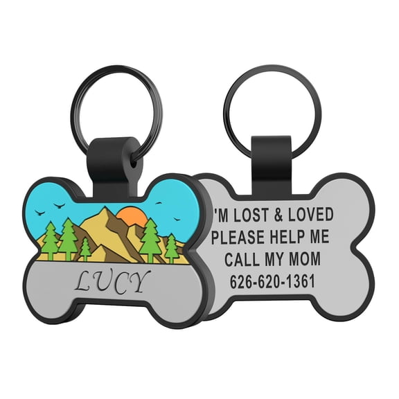Gytml Custom Engraved Silicone Dog Id Tags, Silent Bone-Shaped Pet Tags, Personalized No-Jingle Tags For Dogs C-4x5.5cm