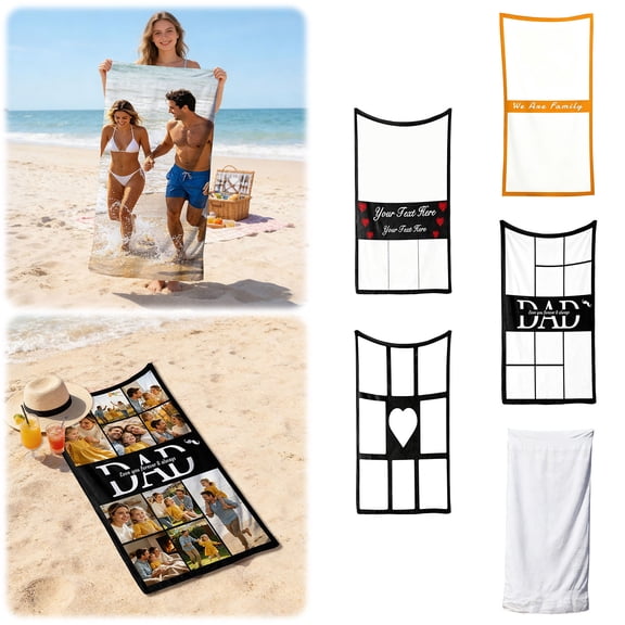 Gytml Custom Photo Beach Towel Personalized Diy Collage Picture Bath Towel Quick Dry Microfiber Family Memory Custom Printed Pool Swim Towel(White-31.562.99Inch)