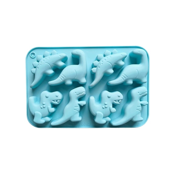 Gytml Dinosaur Silicone Baking Mold 8 Cavity Mini Dinosaur Cake Mold, Food Grade Non-Stick Heat Resistant Silicone Muffin Pan For Ice Baking Party Candy Birthday(Blue-7.36"×4.92")
