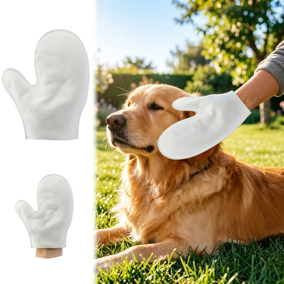 Gytml Disposable Pet Cleaning Gloves, Waterless Bathing Grooming Mitts, Quick No-Rinse Pet Care Essential Accessory For Dogs & Cats(White-24)