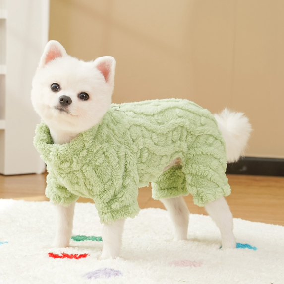 Gytml Dog Cat Fleece Sweater, Winter Warm Soft Small Dog Clothes With Leash Ring, Pet Stretchy Jumpsuit Pajamas, Turtleneck Puppy Sweaters With 4 Legged (L) B-L