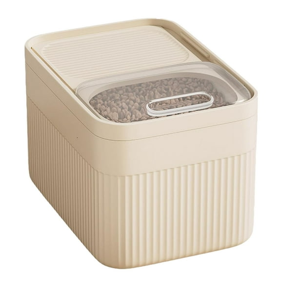 Gytml Dog Cat Food Storage Container 5 To 8 Lbs, Airtight Pet Food Dispenser With Translucent Cover, Stackable Portable Dog Food Container For Travel Dog Food Storage White-24x17x18cm