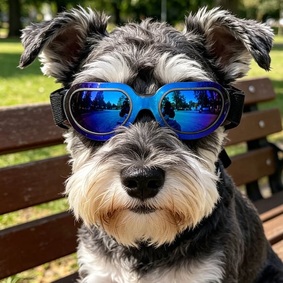 Gytml Dog Cat Sunglasses Uv Protection, Lightweight Adjustable Strap Pet Goggles, Windproof Eye Care Essential Outdoor Accessory For Small Medium Dogs & Cats(Blue-12X3.5cm)