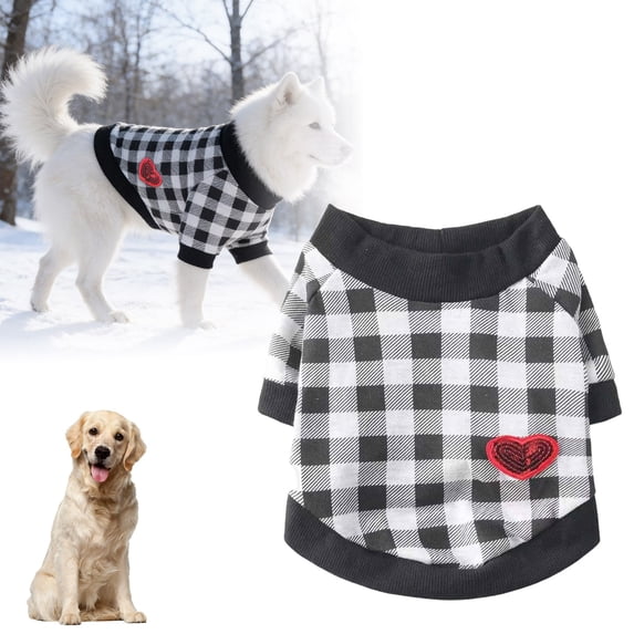 Gytml Dog Plaid Shirts With Heart Pattern, Lightweight Soft Dog Vest Breathable Comfortable Pet Apparel Tee Shirts Spring Summer Suitable For Small And Medium Large Pets C-L