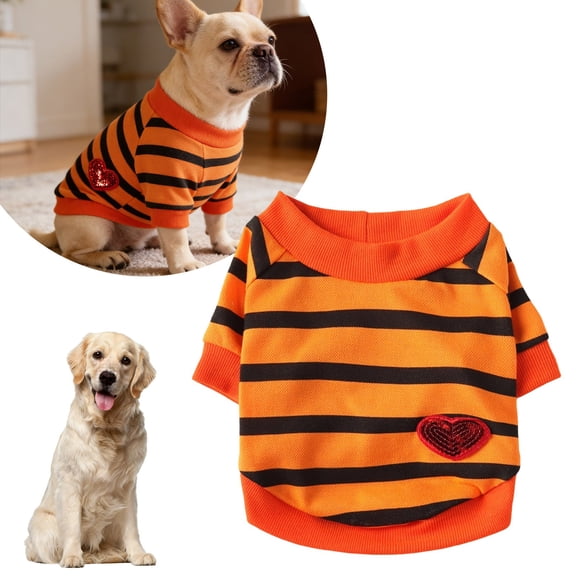 Gytml Dog Shirts, Lightweight Soft Striped T-Shirts Dog Vest With Heart Pattern Breathable Comfortable Pet Apparel Tee Shirts Spring Summer Suitable For Small And Medium Large Pets F-XL
