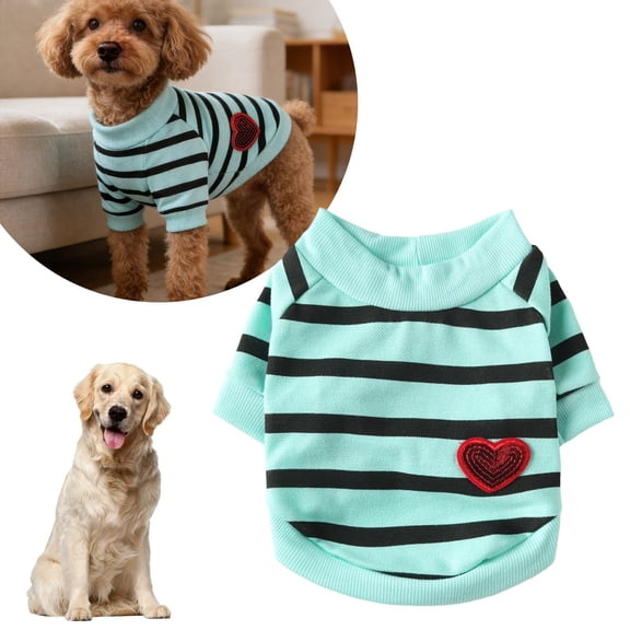 Gytml Dog Shirts, Lightweight Soft Striped T-Shirts Dog Vest With Heart Pattern Breathable Comfortable Pet Apparel Tee Shirts Spring Summer Suitable For Small And Medium Large Pets D-M