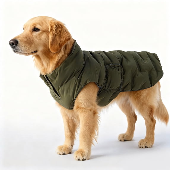 Gytml Dog Winter Jacket, Adjustable Waterproof Dog Warm Coat,Turtleneck Windproof Dog Winter Coat With Zipper, Lightweight Doggy Snow Jacket Pet Coats For Small Medium Large Dogs Army Green-S