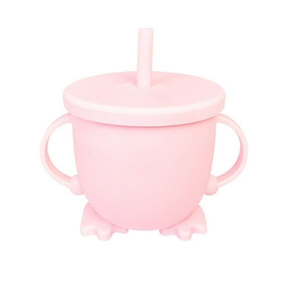 Gytml Double Ear Antidrop Silicone Straw Cup 1Pc Portable Food Grade Coffee Cup Leak-Proof Drinking Cup With Lid And Straw For Travel Picnics And Daily Use Pink-One Size
