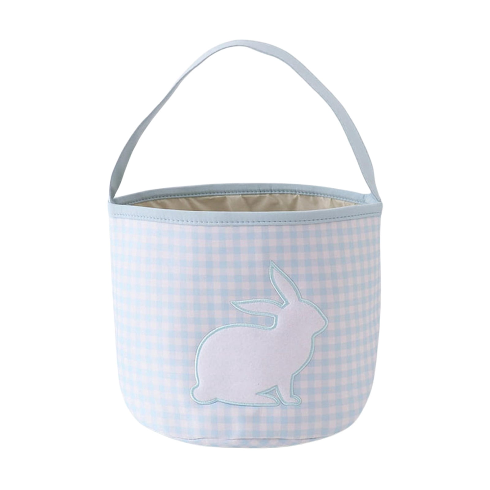 Gytml Easter Bunny Basket Egg Bags,Canvas Cute Cotton Personalized Candy Egg Basket Rabbit Print With Handle Buckets Gifts Bags For Easter B-23cm