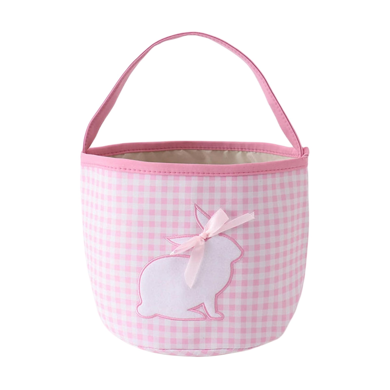 Gytml Easter Bunny Basket Egg Bags,Canvas Cute Cotton Personalized Candy Egg Basket Rabbit Print With Handle Buckets Gifts Bags For Easter C-23cm