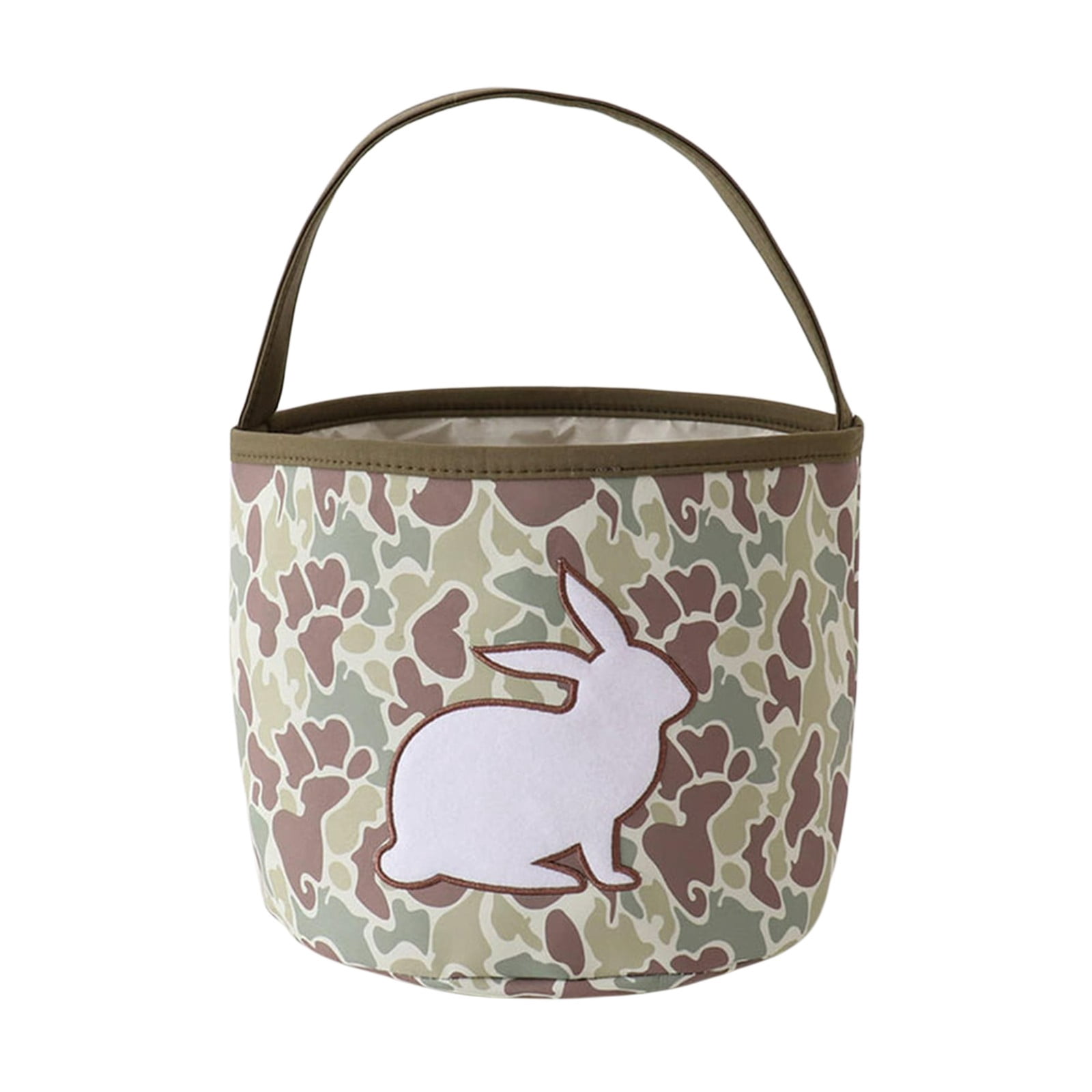 Gytml Easter Bunny Basket Egg Bags,Canvas Cute Cotton Personalized Candy Egg Basket Rabbit Print With Handle Buckets Gifts Bags For Easter D-23cm