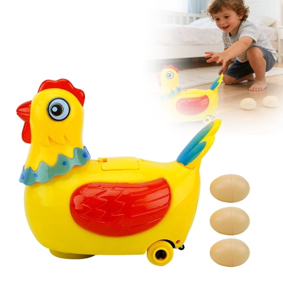 Gytml Electric Musical Egg-Laying Chicken Toy, Interactive Moving Chicken Toy With 3 Eggs, Fun Novelty Toy For Home Play, Decor & Gifting(Yellow-16Cm)