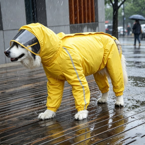 Gytml Extra Large Dog Raincoat With Hood, Waterproof Windproof Full Coverage Rain Jacket With Reflective Strips, Adjustable Coat For Medium Large Dogs Outdoor Walking(Male Style-12XL)