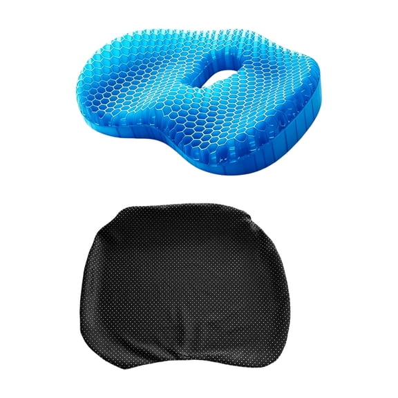 Gytml Flexible Honeycomb Gel Seat Pad Ergonomic U-Shaped Support Cushion with Washable Cover Washable Cover Desk Car Outdoor Chair Cushion(Black-16.14Ã12.99Ã1.97in)
