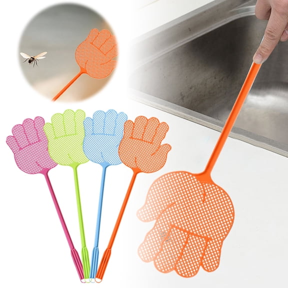 Gytml Fly Swatter, Hand-Shaped Fly Swatter With Long Handle, Heavy Duty Household Bug Swatter For Home, Kitchen & Bedroom(Colorful Random-1Pcs)