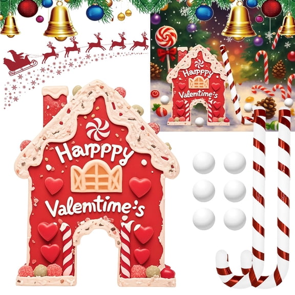 Gytml Golf Game Set, Valentine'S Day Wooden Mini Golf With Candy Cane Club & Balls, Funny Indoor Couple Games, Valentine'S Day Party Game Gift Idea For Home Holiday Gatherings A-35cm