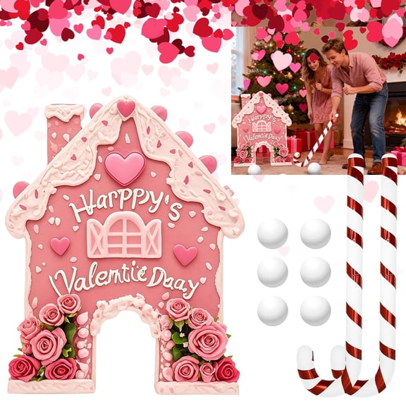 Gytml Golf Game Set, Valentine'S Day Wooden Mini Golf With Candy Cane Club & Balls, Funny Indoor Couple Games, Valentine'S Day Party Game Gift Idea For Home Holiday Gatherings Purple-35cm