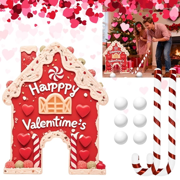 Gytml Golf Game Set, Valentine'S Day Wooden Mini Golf With Candy Cane Club & Balls, Funny Indoor Couple Games, Valentine'S Day Party Game Gift Idea For Home Holiday Gatherings D-35cm