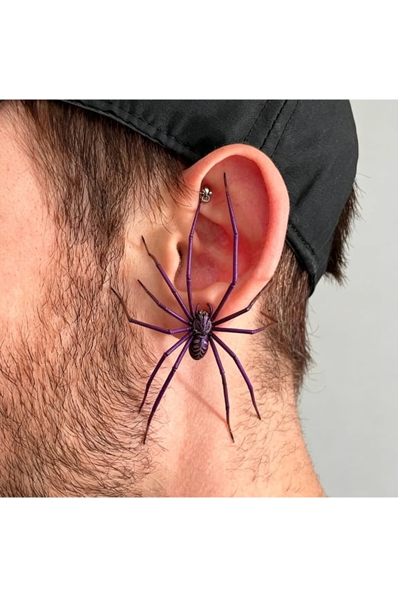 Halloween Spider Dangle Earrings Long Leg Realistic Spider Drop Ear Jewelry Unisex For Halloween Party Accessory(Blue-3.15")