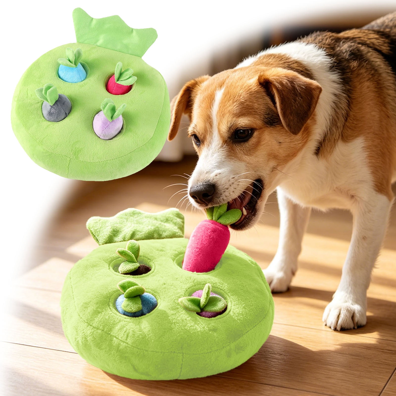 Gytml Interactive Pet Carrot Harvest Plush Toy, Hide-And-Seek Snuffle Puzzle Toy For Dogs & Cats, Enrichment Foraging Game For Indoor Pets(Green-27X25cm)