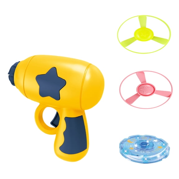 Gytml Interactive Pet Launcher Toy, Flying Disc & Light-Up Gyro Set for Dogs & Cats, Cat Playing Tracking Interactive Toys for Kitten Chasing Training Hunting Yellow-11.5x4.5cm
