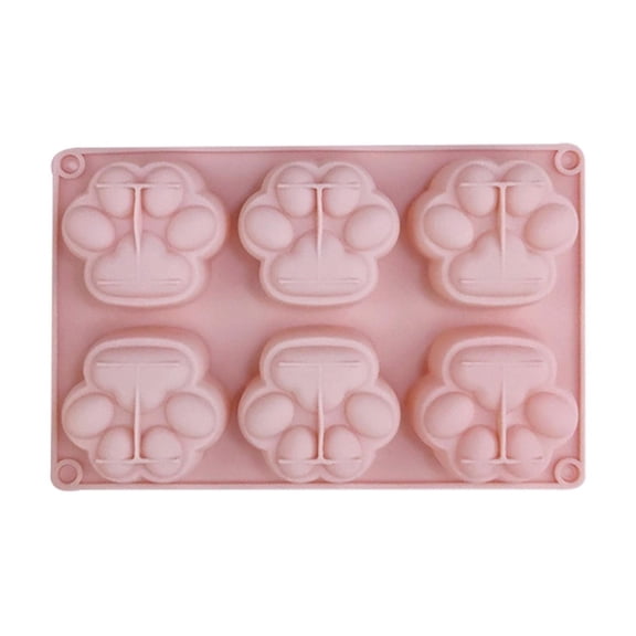 Gytml Large Cat Paw Silicone Mold, 6-Cavity Non-Stick Baking Tray For Cake Candy Food Grade Oven-Safe Baking Tray For Dog Lovers, Bakers & Diy Craft Enthusiasts(Pink-7.87"X5.03")
