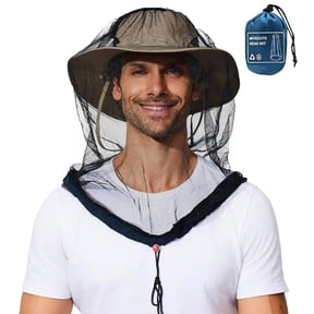 Gytml Mosquito Head Net Hat, Lightweight Breathable Adjustable Drawstring Full Face Insect Mesh Cover, Foldable Portable Bug Protection Mask For Fishing Hiking Gardening(Blue-S)