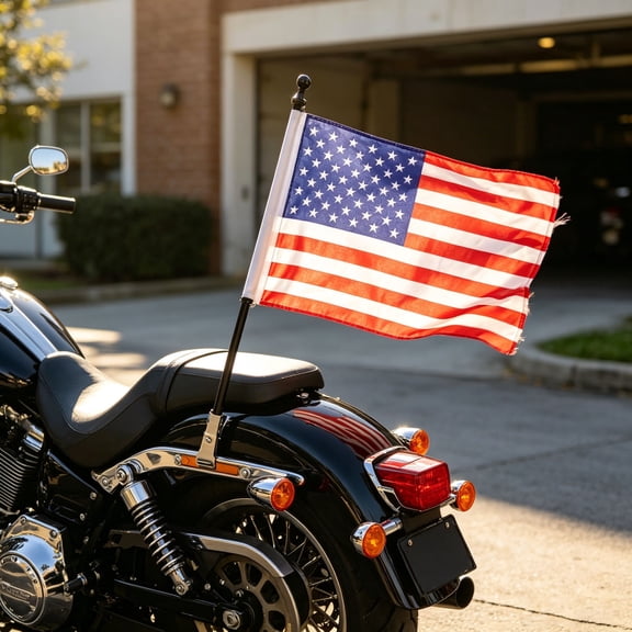 Gytml Motorcycle American Flagpole Kit, 15.31" Stainless Steel Flag Mount, Weatherproof Us Flag Patriotic Accessory For Independence Day For Most Motorcycles(Black-15.31")