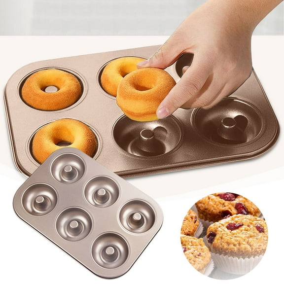 Gytml Nonstick Donut Pans For Baking, 6 Cavity Upgraded Deepened Doughnut Baking Pan, Heavy Duty And Dishwasher Safe Mini Bagel Mold For Oven Beige-27x18.5cm