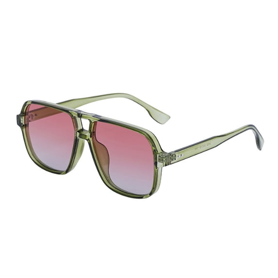 Gytml Oversized Square Gradient Lens Sunglasses, UV Protection Double Bridge Pilot Shades, Lightweight Transparent Frame Outdoor Cycling Driving Beach Sun Glasses For Women Men(Green-14.6cm)