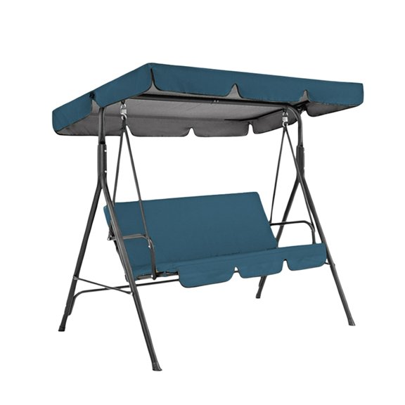 Gytml Patio Swing Canopy With Seat Cushion Cover Set,74.8"X52"X5.9" Waterproof Uv-Resistant Swing Awning & Cushion Protector, Durable Outdoor Swing Cover Set For Garden Navy-190x132x15cm
