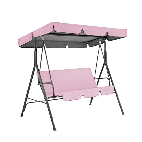 Gytml Patio Swing Canopy With Seat Cushion Cover Set,74.8"X52"X5.9" Waterproof Uv-Resistant Swing Awning & Cushion Protector, Durable Outdoor Swing Cover Set For Garden Pink-190x132x15cm