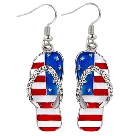 Gytml Patriotic Acrylic Dangle Drop Earrings, Red White Blue Star Strip Drop Earrings, Multi Shapes Usa Themed Jewelry For Women 4Th Of July Holiday Party Daily Outfit Decor(Flip Flop Shape-2.16")
