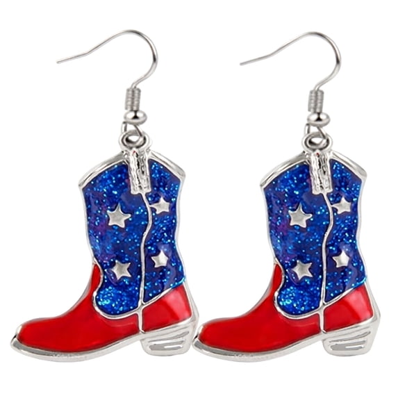 Gytml Patriotic Acrylic Dangle Drop Earrings, Red White Blue Star Strip Drop Earrings, Multi Shapes Usa Themed Jewelry For Women 4Th Of July Holiday Party Daily Outfit Decor(Boot Shape-2.16")
