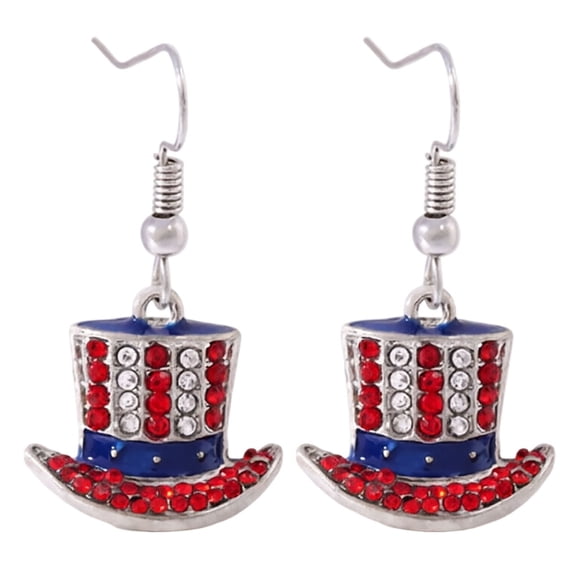 Gytml Patriotic Acrylic Dangle Drop Earrings, Red White Blue Star Strip Drop Earrings, Multi Shapes Usa Themed Jewelry For Women 4Th Of July Holiday Party Daily Outfit Decor(Hat Shape-2.16")