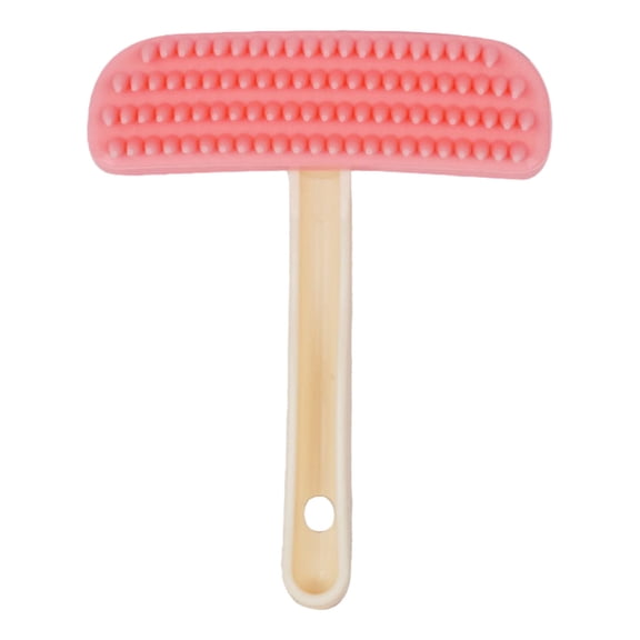 Gytml Pet Silicone Grooming Brush, Soft Bristle Massage Comb With Ergonomic Handle, Gentle Shedding Removal Tool For Cats Rabbits Puppies Small Animals(Pink-4.72X5.71Inch)