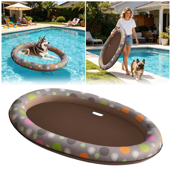 Gytml Pet Swimming Pool Float, Inflatable Floating Bed Mat With Water Holes, Summer Cooling Float For Dogs Cats Outdoor Use(A-135X90cm)