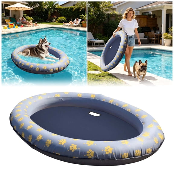 Gytml Pet Swimming Pool Float, Inflatable Floating Bed Mat With Water Holes, Summer Cooling Float For Dogs Cats Outdoor Use(C-135X90cm)