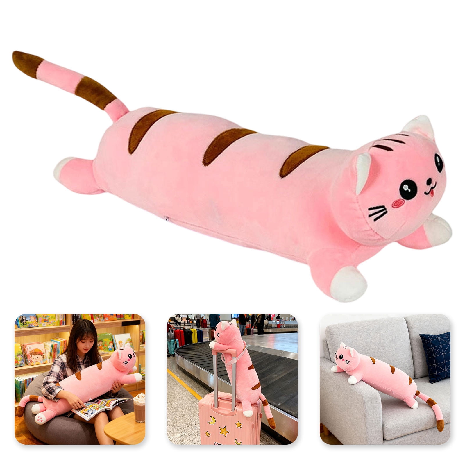 Gytml Pink Cat Heating Hugging Pillow, Portable Electric Heat Pads Usb Powered, Funny Gifts For Women Teen Girls Cat Lovers Birthday Christmas Pink 50x14x9cm