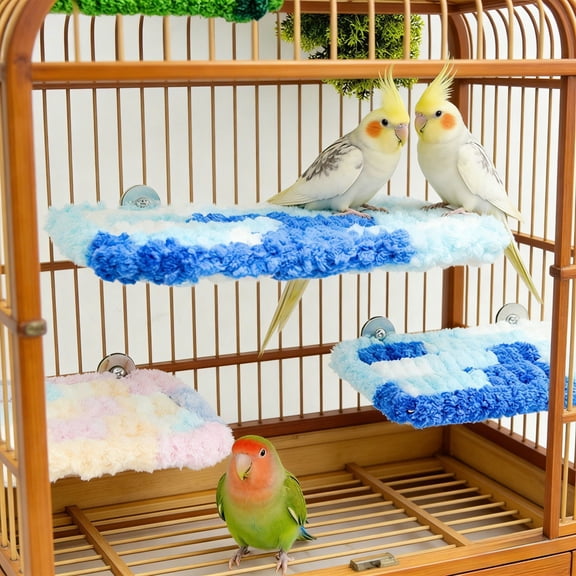 Gytml Plush Bird Cage Perch Mat, Warm Bird Foot Rest Platform, Non- Soft Bird Perch Pad For Small Birds, Cage Accessory Green-30cm