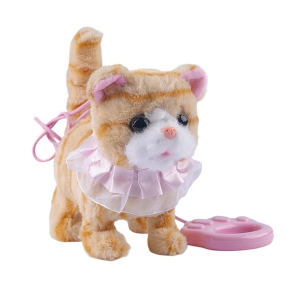 Gytml Plush Toys Cat With Leash, Interactive Electronic Kitty That Walking,Meowing, And Tail Wagging, Stuffed Cat Easter Birthday Holiday Gift For Boys And Girls A-18*17*7.5